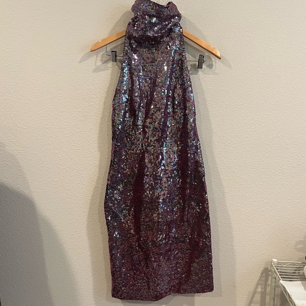 AMAZING VINTAGE GEM!!! purple sequin sleeveless dress size 42 wilkes bashford